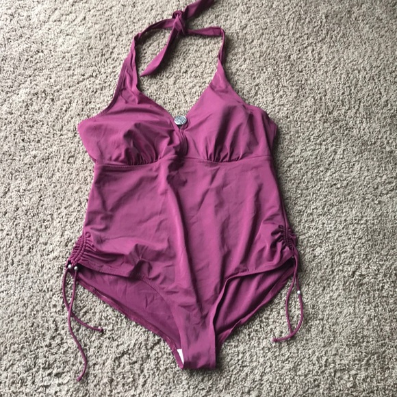 Merona Other - Merona plum halter cinch hip one pc suit plus 26W